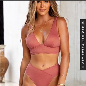 Cupshe x JoJo Fletcher Dusty Cedar High Waist Bikini Set